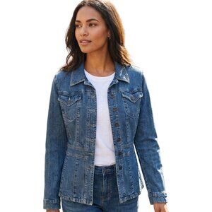 Vintage Y2K Axcess by Liz Claiborne Fitted Stretch Blue Denim Jacket Size L
